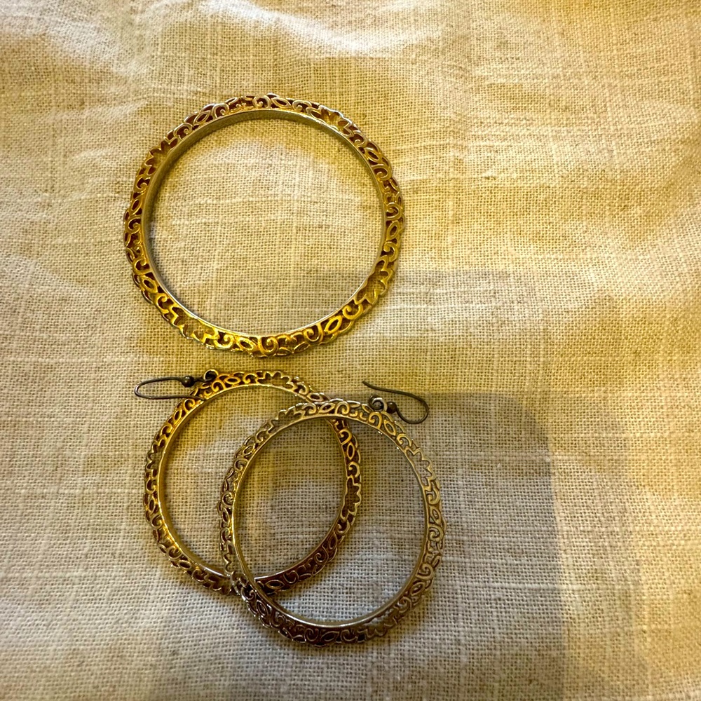 Brighton Gold bangle and matching earrings.
